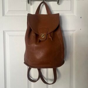 Vintage 1990s Brown Leather Coach Turnlock Bucket Backpack / shoulder bag